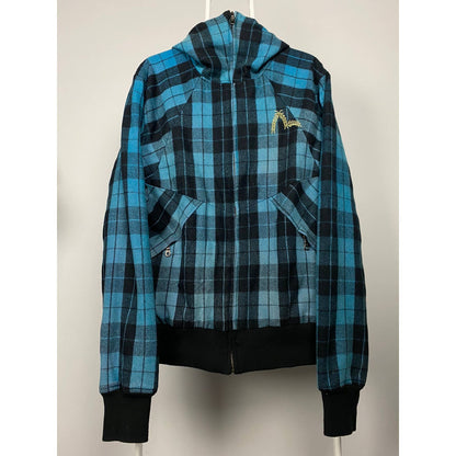 Evisu Japan vintage zip up wooden hooded jacket black blue