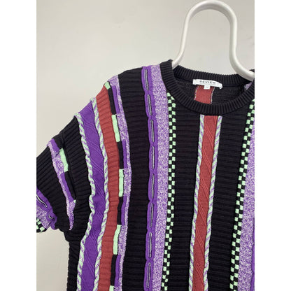 Review vintage purple sweater Coogi style cable knit