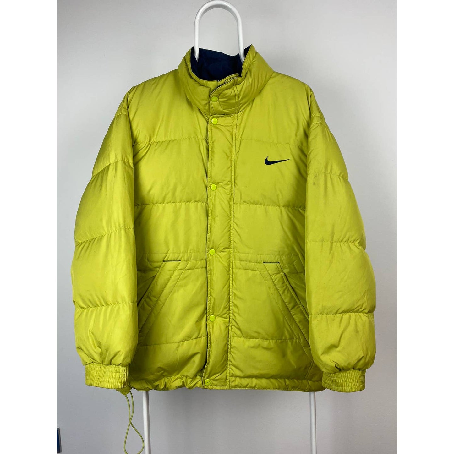 90s Nike vintage lime green puffer jacket big swoosh