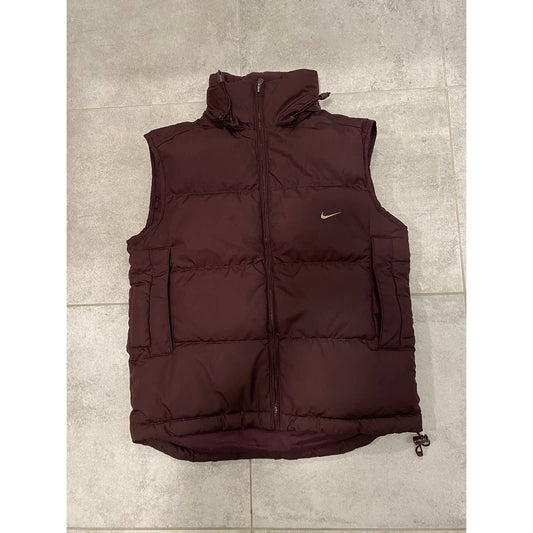 Nike vintage burgundy puffer vest small swoosh 2000s