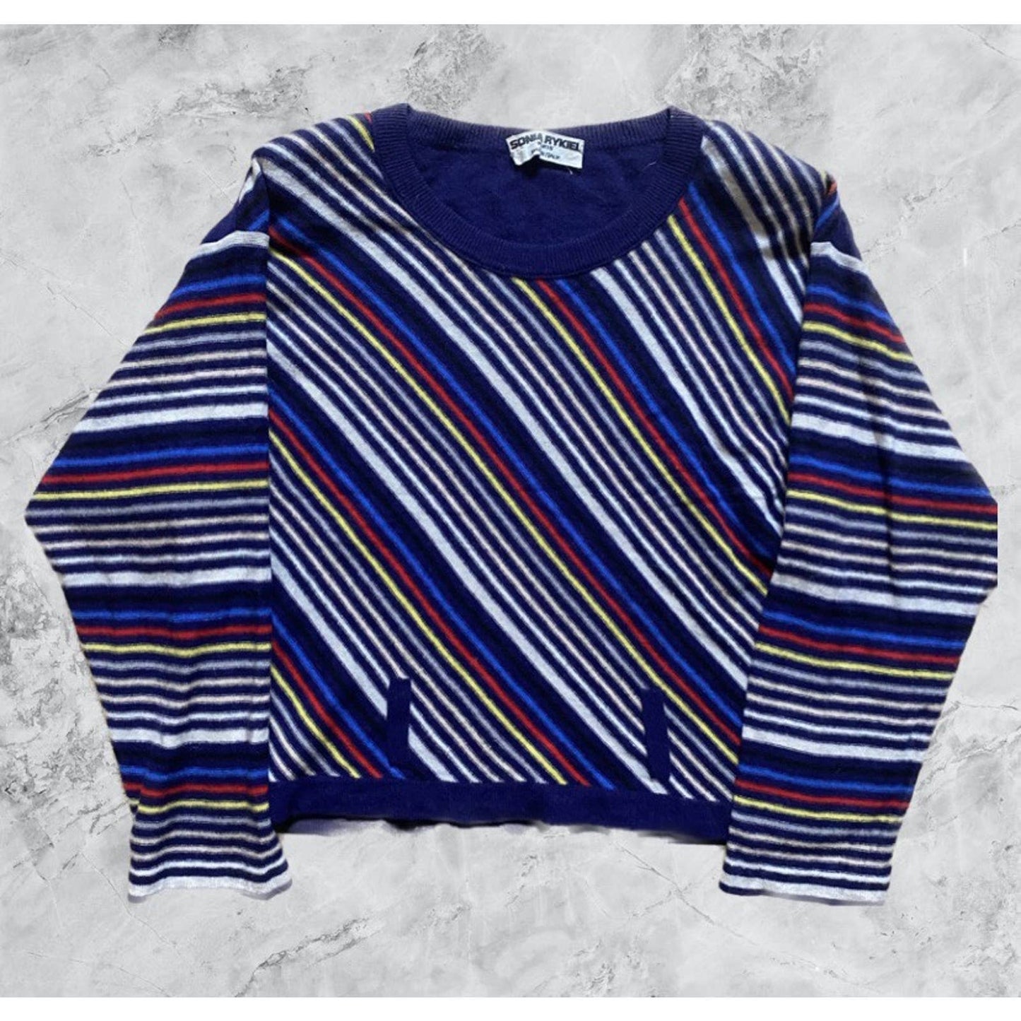 Sonia Rykiel Paris vintage navy sweater striped multicolor