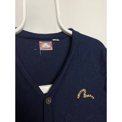 Evisu vintage navy cardigan sweater small logo