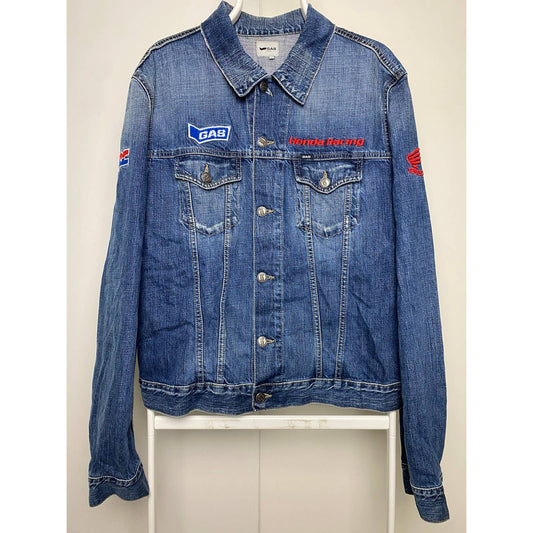 Honda vintage blue denim jacket racing Gas basic