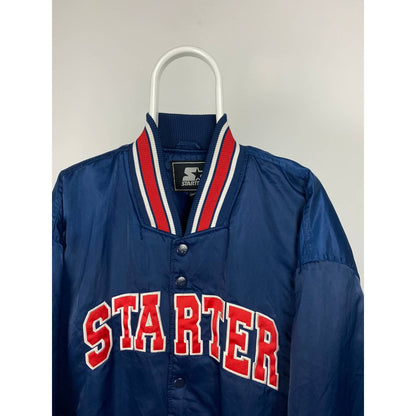 Starter vintage navy bomber varsity jacket big spellout logo