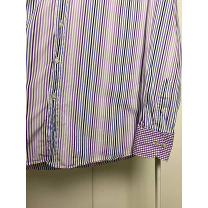 Etro shirt striped blue purple floral collar