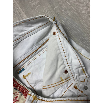 True Religion vintage white jeans Orange thick stitching Y2K