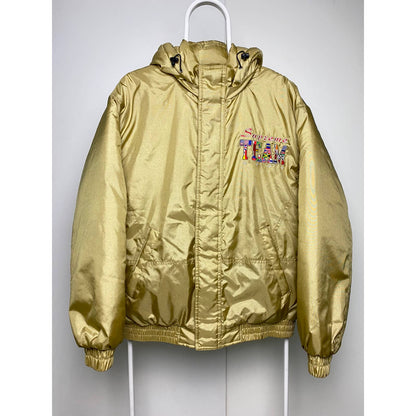 Supreme Team Puffy Jacket Gold big logo flags