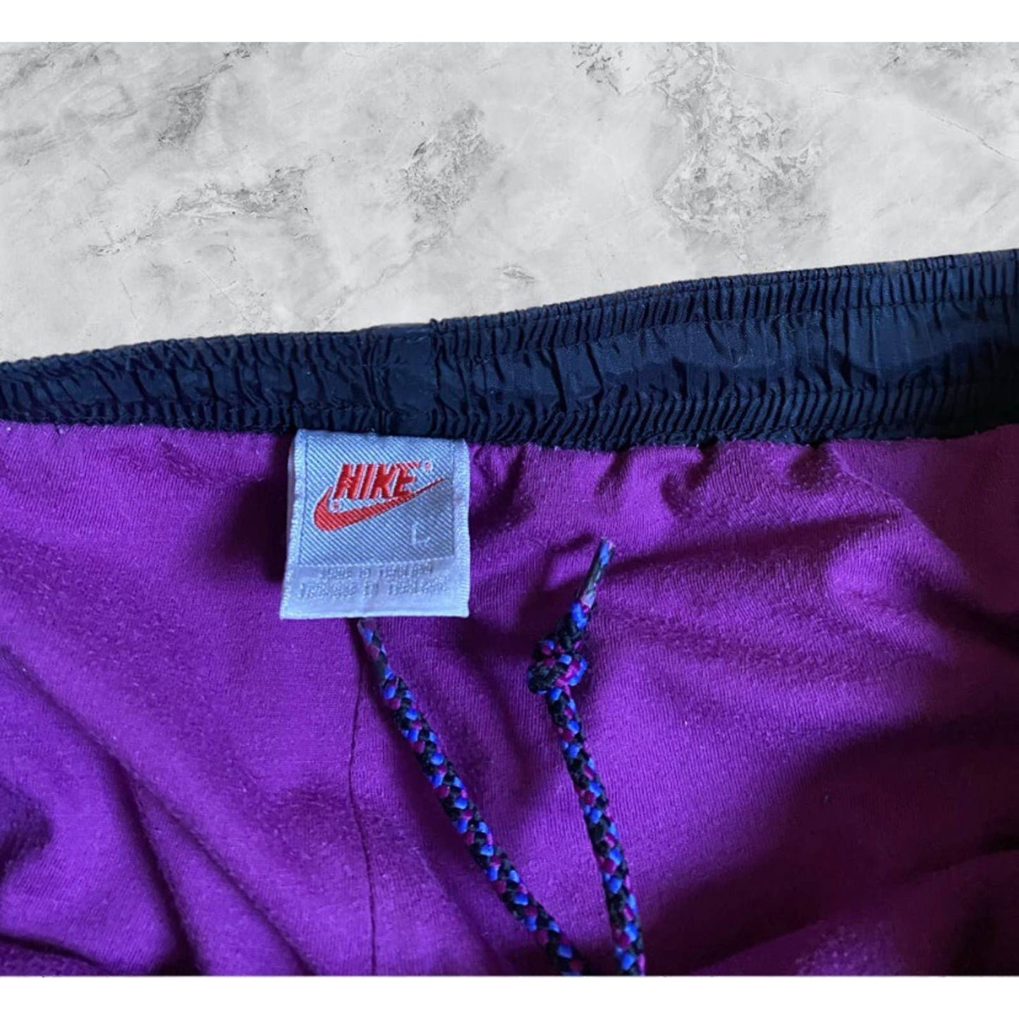 Nike vintage black purple track pants small logo 80s 90s