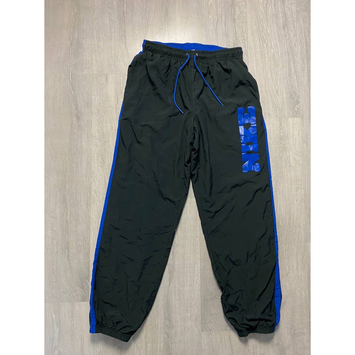 Nike vintage black blue track pants big logo spell out