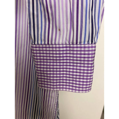 Etro shirt striped blue purple floral collar