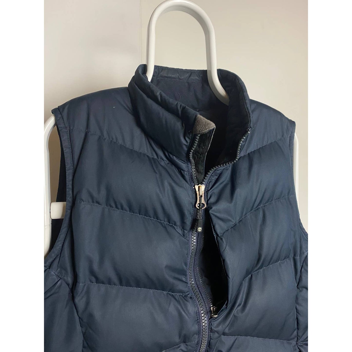 Timberland vintage navy puffer vest small logo