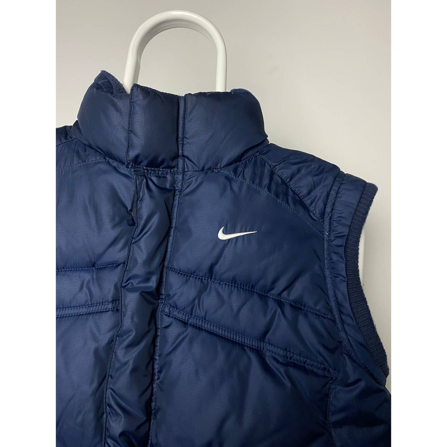 Nike vintage navy puffer vest small swoosh 2000s