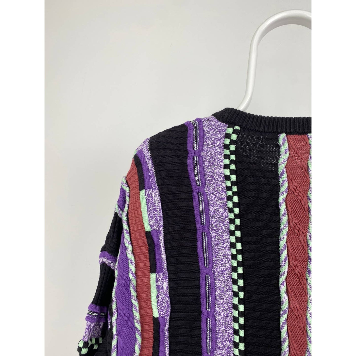 Review vintage purple sweater Coogi style cable knit
