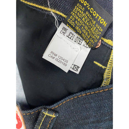 Evisu jeans EU ED vintage navy raw denim yellow seagulls