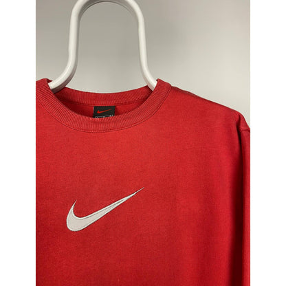 Nike vintage big center swoosh sweatshirt red Y2K v-neck