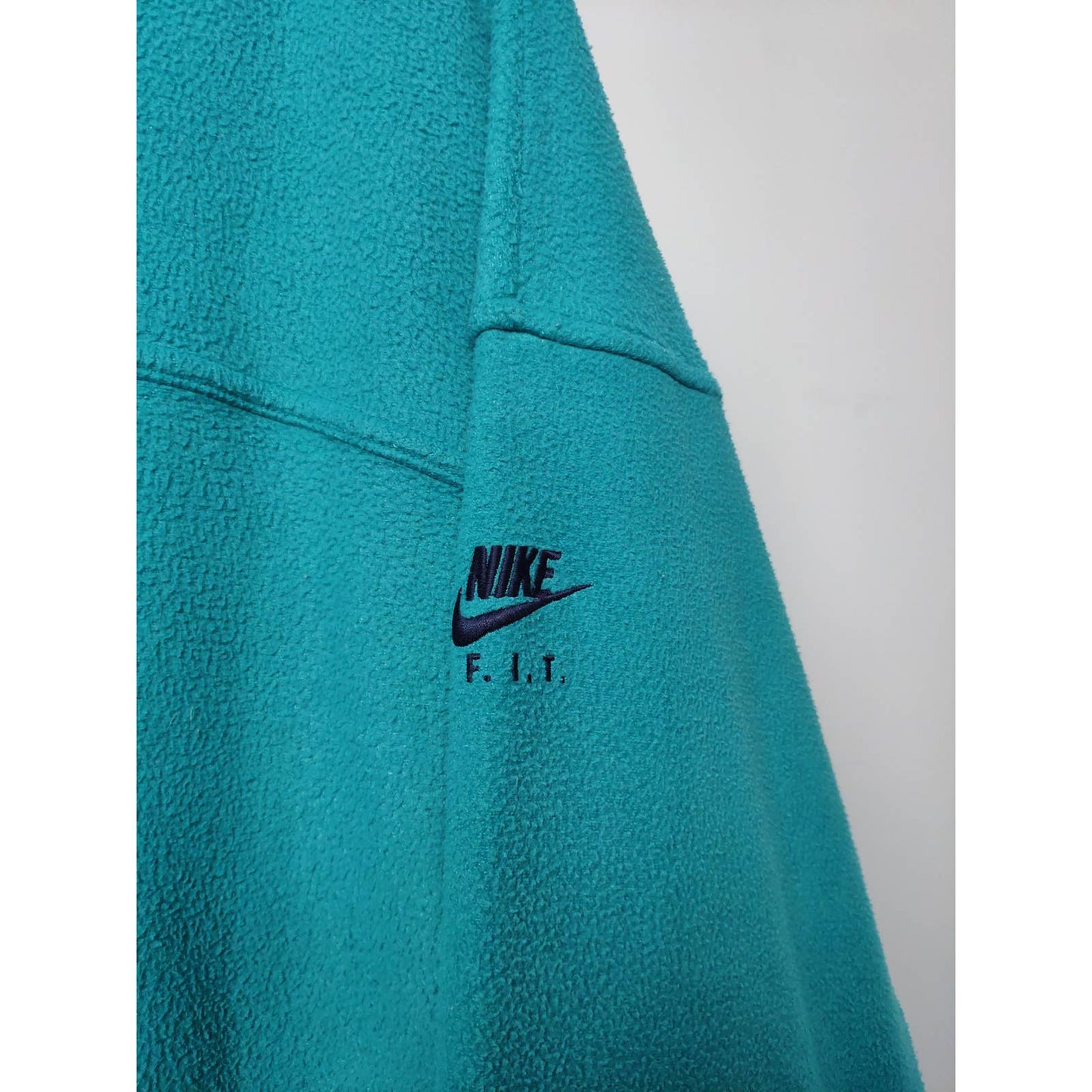 Nike FIT vintage vneck fleece sweatshirt green 80s 90s RARE