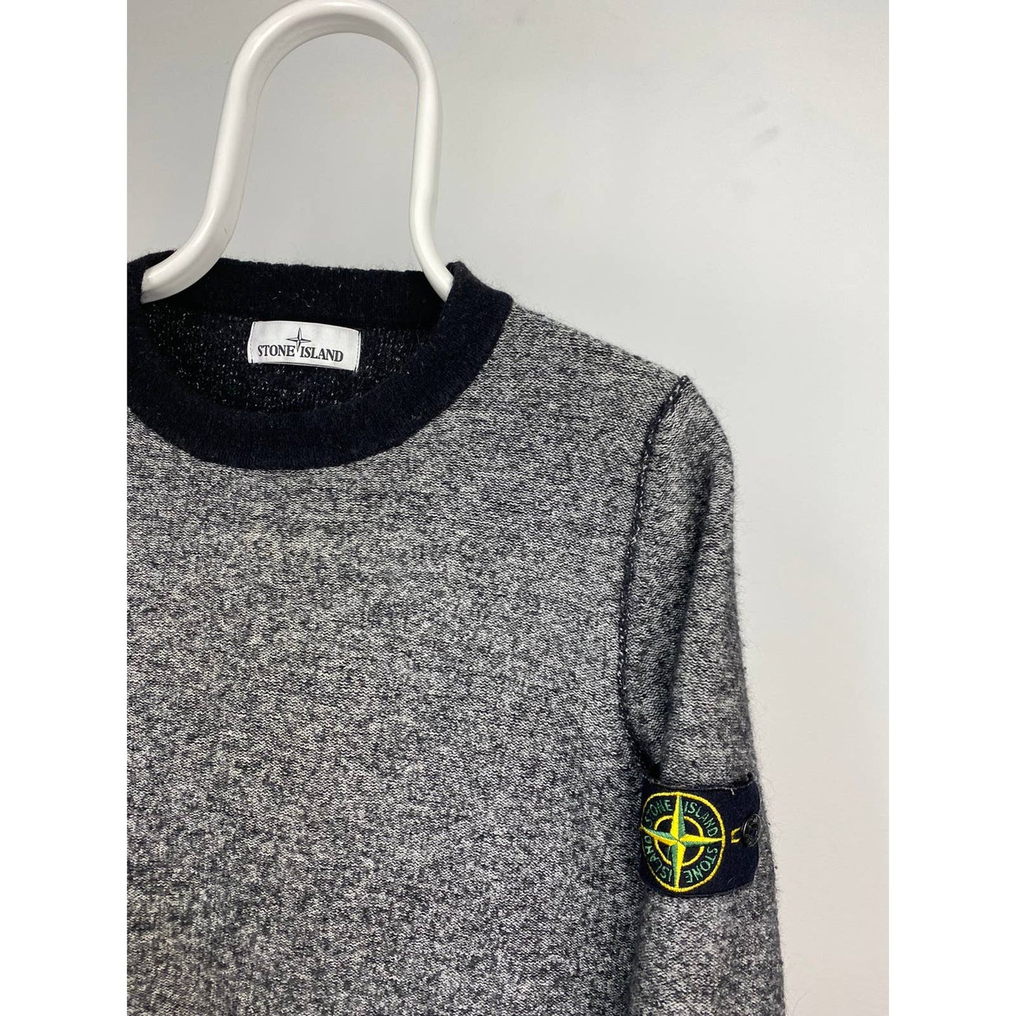 Stone Island vintage grey black wool sweater with the badge