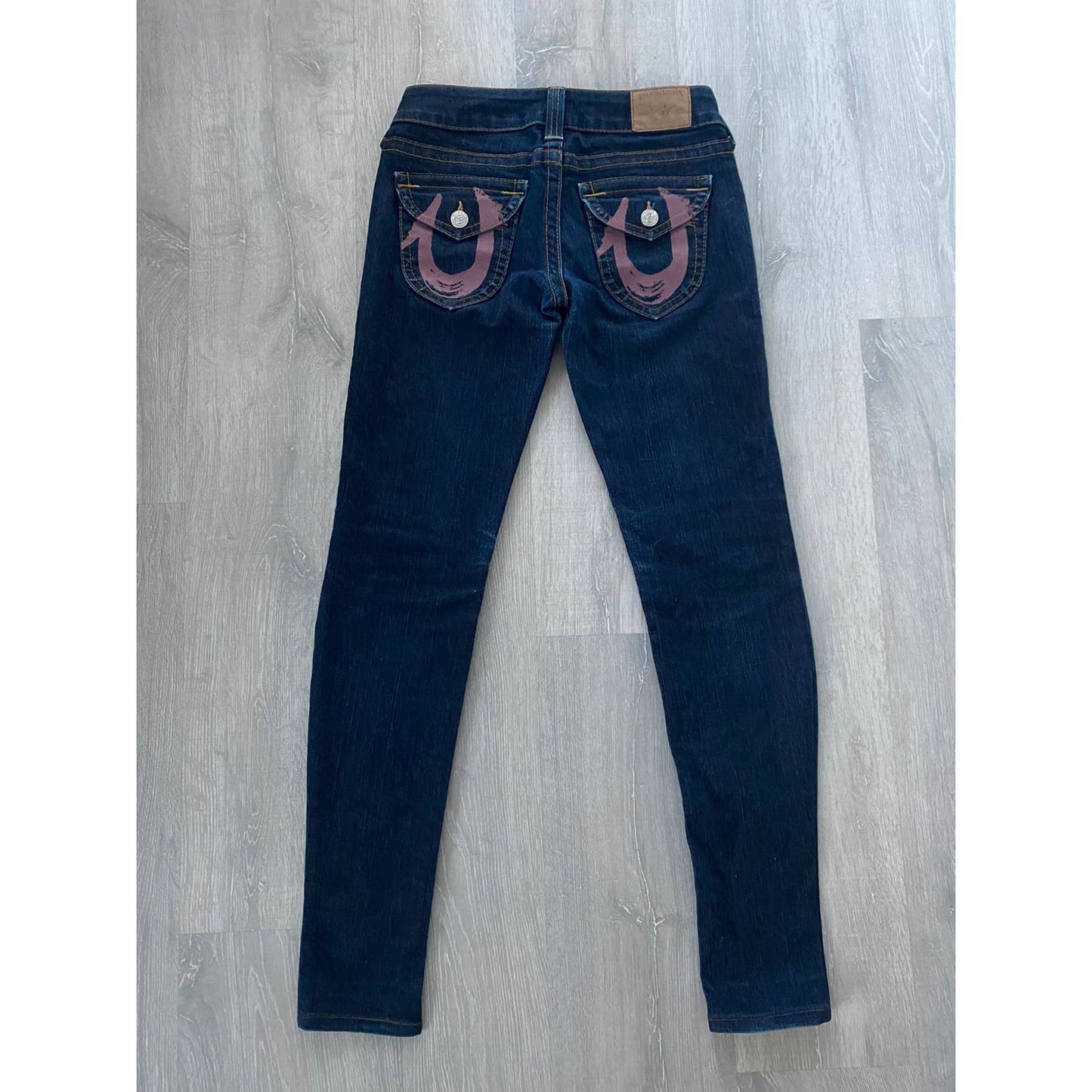 True Religion vintage navy jeans big painted logo Y2K