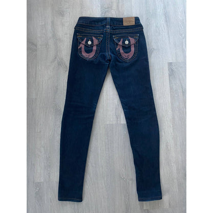 True Religion vintage navy jeans big painted logo Y2K