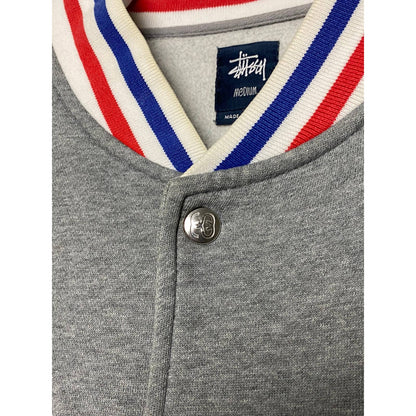 Stussy varsity jacket grey button up sweatshirt