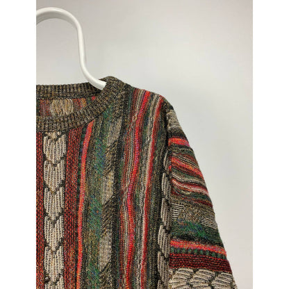 Vintage coloured cable knit sweater khaki green Coogi style