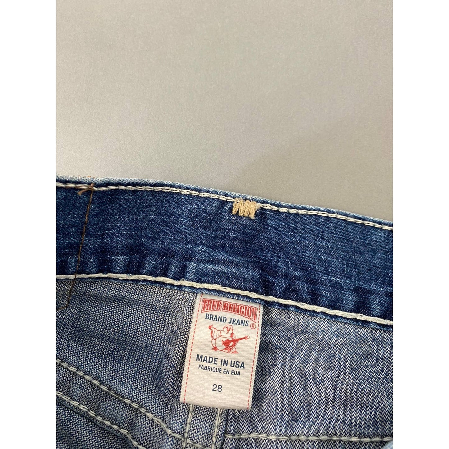 True Religion vintage blue denim shorts thick stitching Y2K