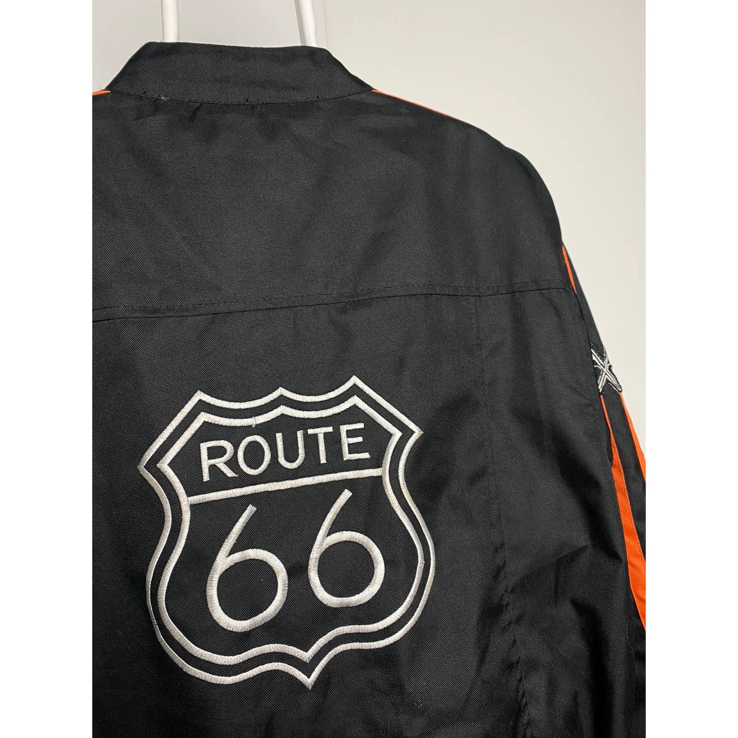 Route 66 vintage black orange Racing jacket big logo