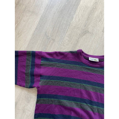 Lacoste vintage Purple striped sweater small logo