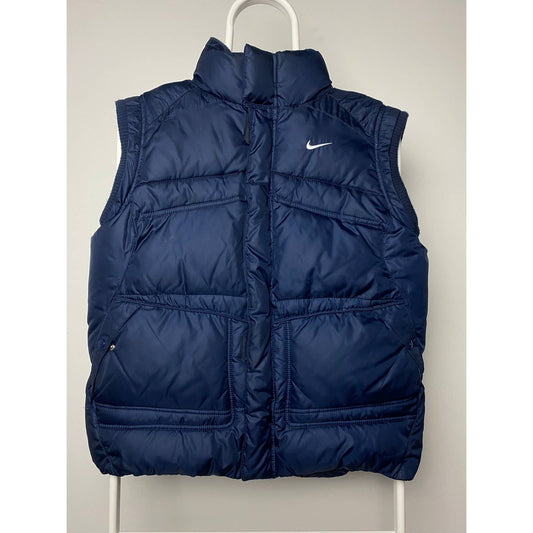 Nike vintage navy puffer vest small swoosh 2000s