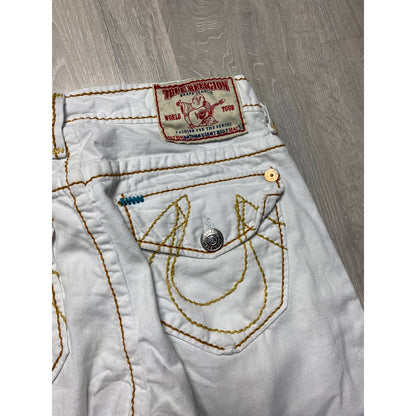 True Religion vintage white jeans Orange thick stitching Y2K