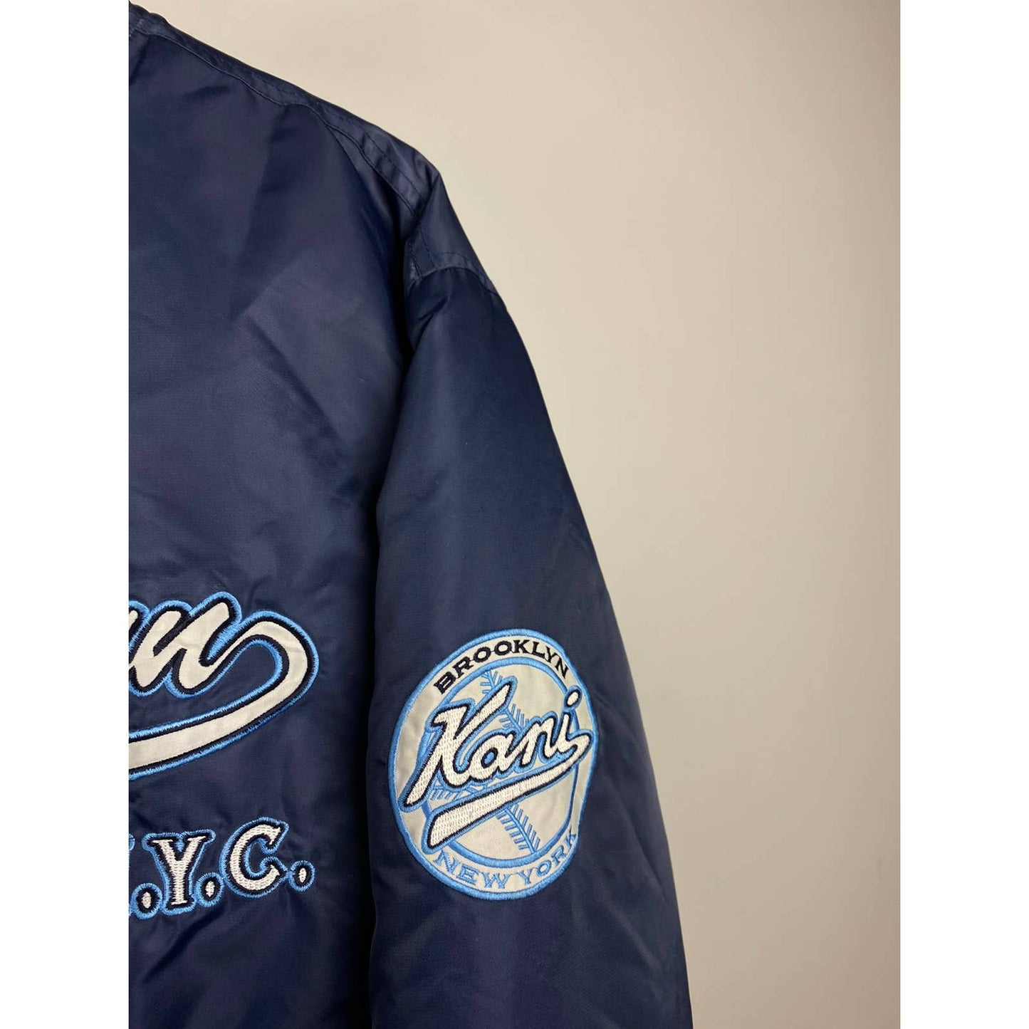 Karl Kani 23 Brooklyn vintage navy bomber jacket big logo