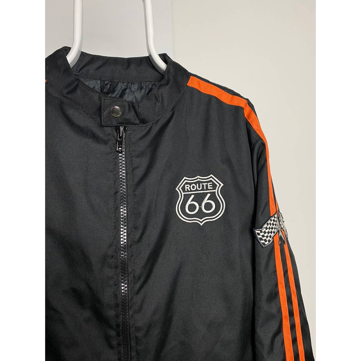 Route 66 vintage black orange Racing jacket big logo